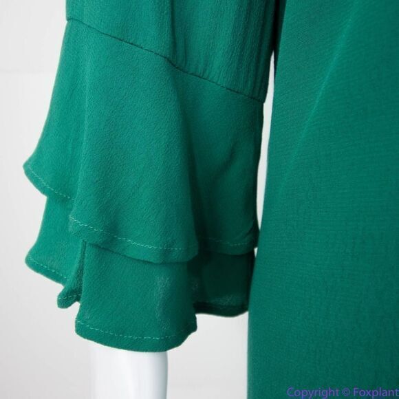NEW Eloquii emerald green keyhole front ruffle sleeve‎ shift dress, size 18 - Picture 10 of 16